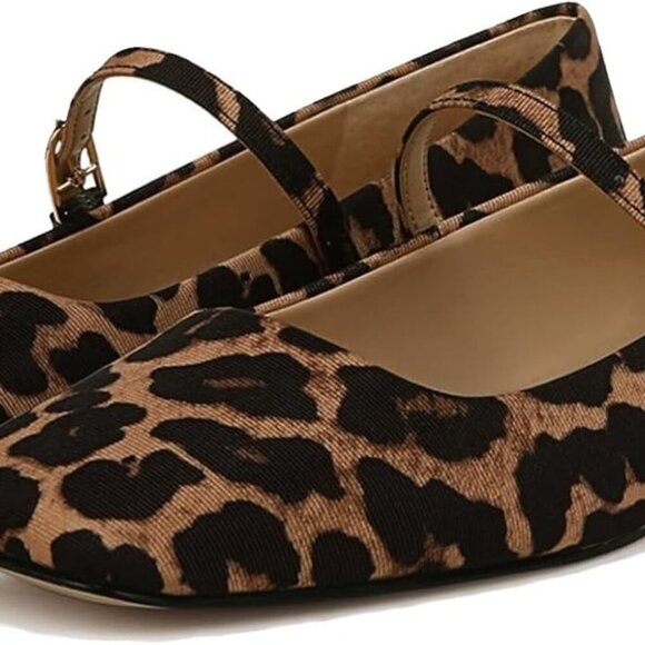 Shoes - Women's Suede Ballet Flats Shoes Square Toe Buckle Casual Ballerina 7.5